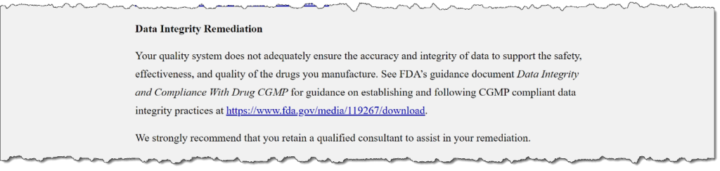 Image showing data integrity remediation