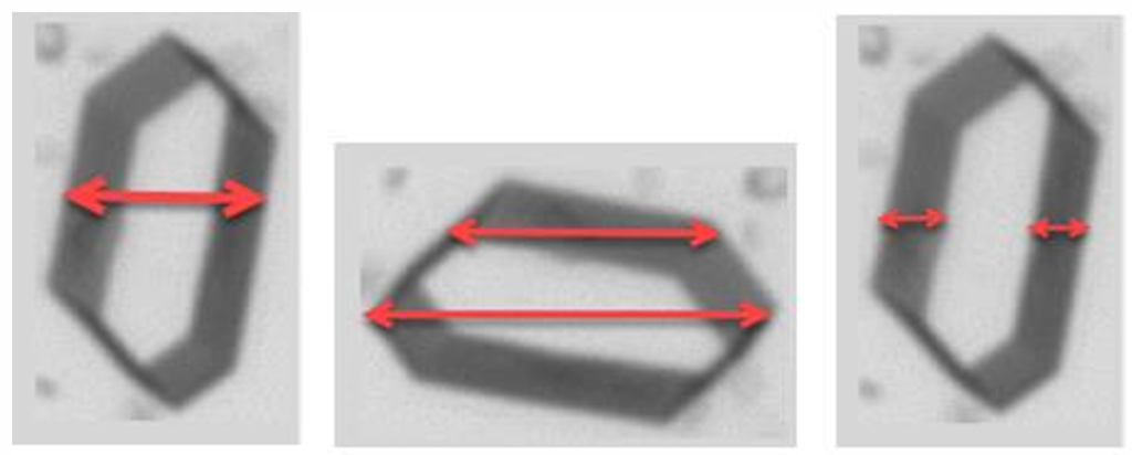 Image measuring the shape of a crystal particle