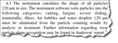 Section 4.3 ASTM D7596-14 Particle Shape of Oils