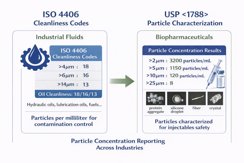 iso 4406 and USP<1788> reporting
